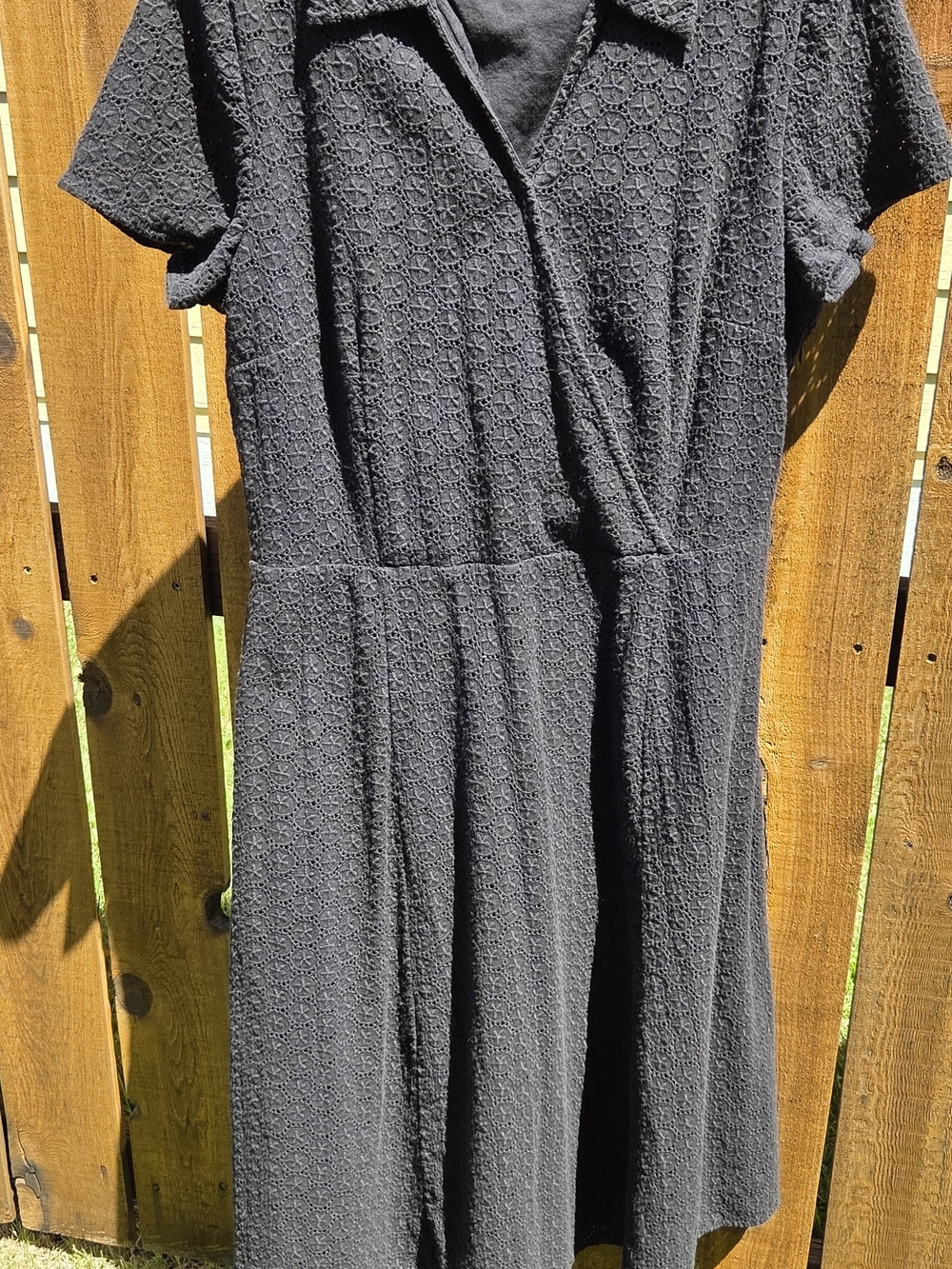 Vintage JM Collection Black Star Eyelet Texture Midi Dress